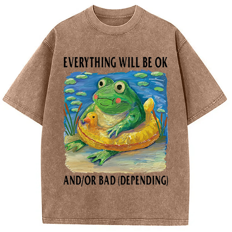 Tokyocanvas Everythings Ok Frog Washed T-Shirt