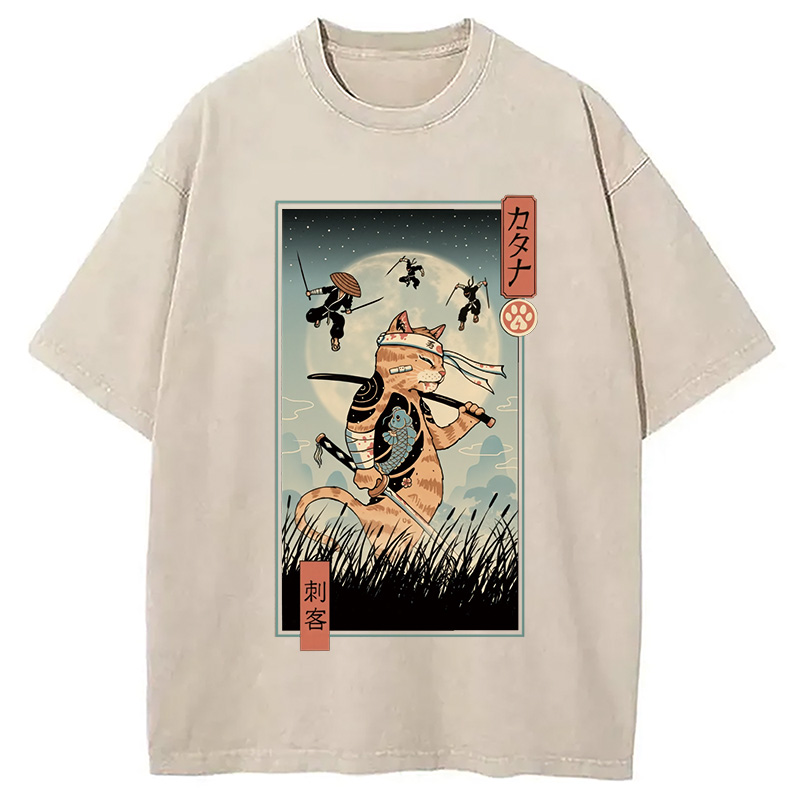 Tokyocanvas Catana the Last Warrior Ukiyo-e Washed T-Shirt