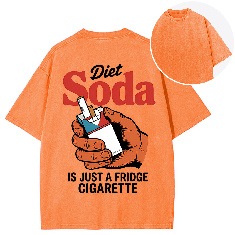 Tokyocanvas Diet Soda Is Just A Fridge Cigarette Funny Back Washed T-Shirt