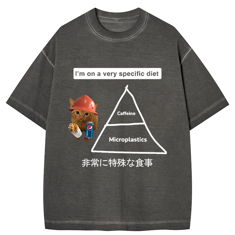 Tokyocanvas A Very Specific Diet Cat Meme Gradient Washed T-Shirt