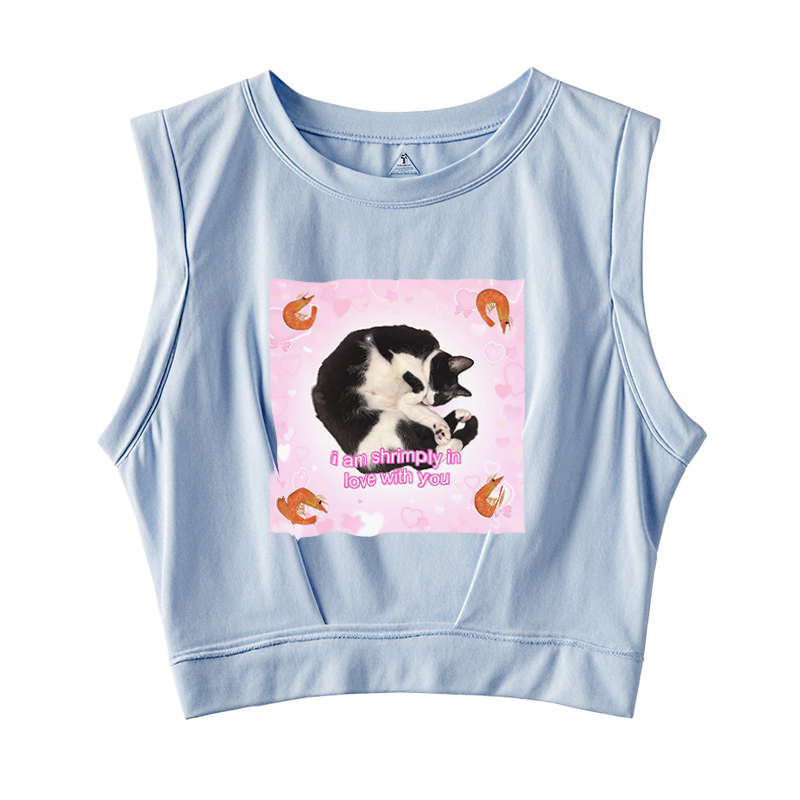 Tokyocanvas I Am Shrimply in Love with You Sleeveless Crop Top