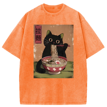 Tokyocanvas Vintage Japanese Cat Washed T-Shirt