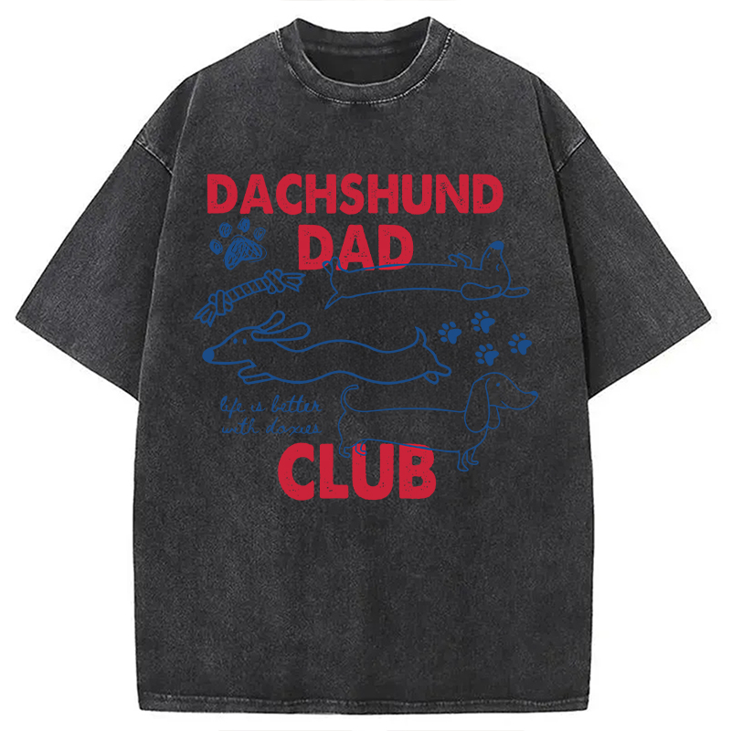 Tokyocanvas Dachshund Dad Club Washed T-Shirt