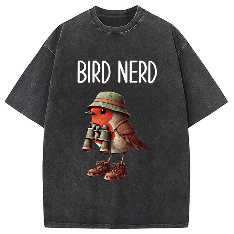 Tokyocanvas Funny Bird Nerd Washed T-Shirt