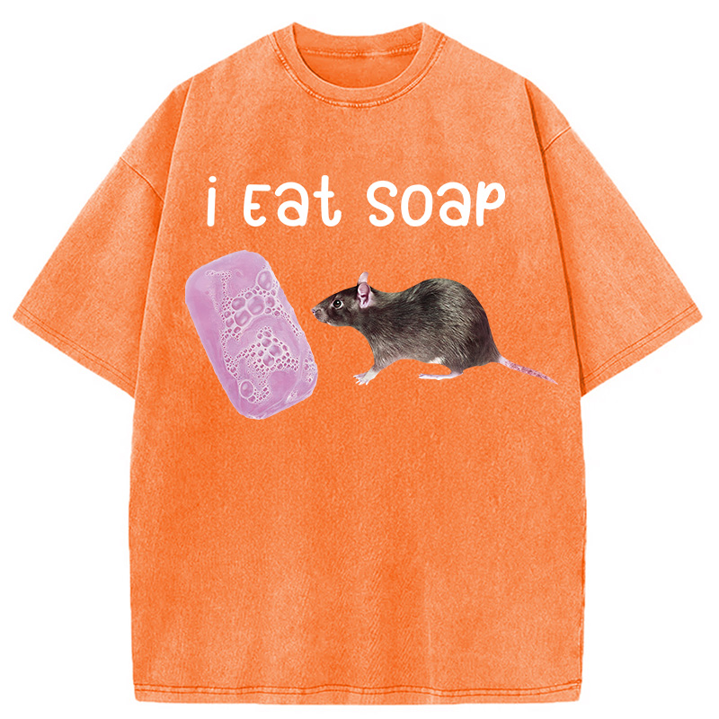 Tokyocanvas I Eat Soap Rat Meme Washed T-Shirt