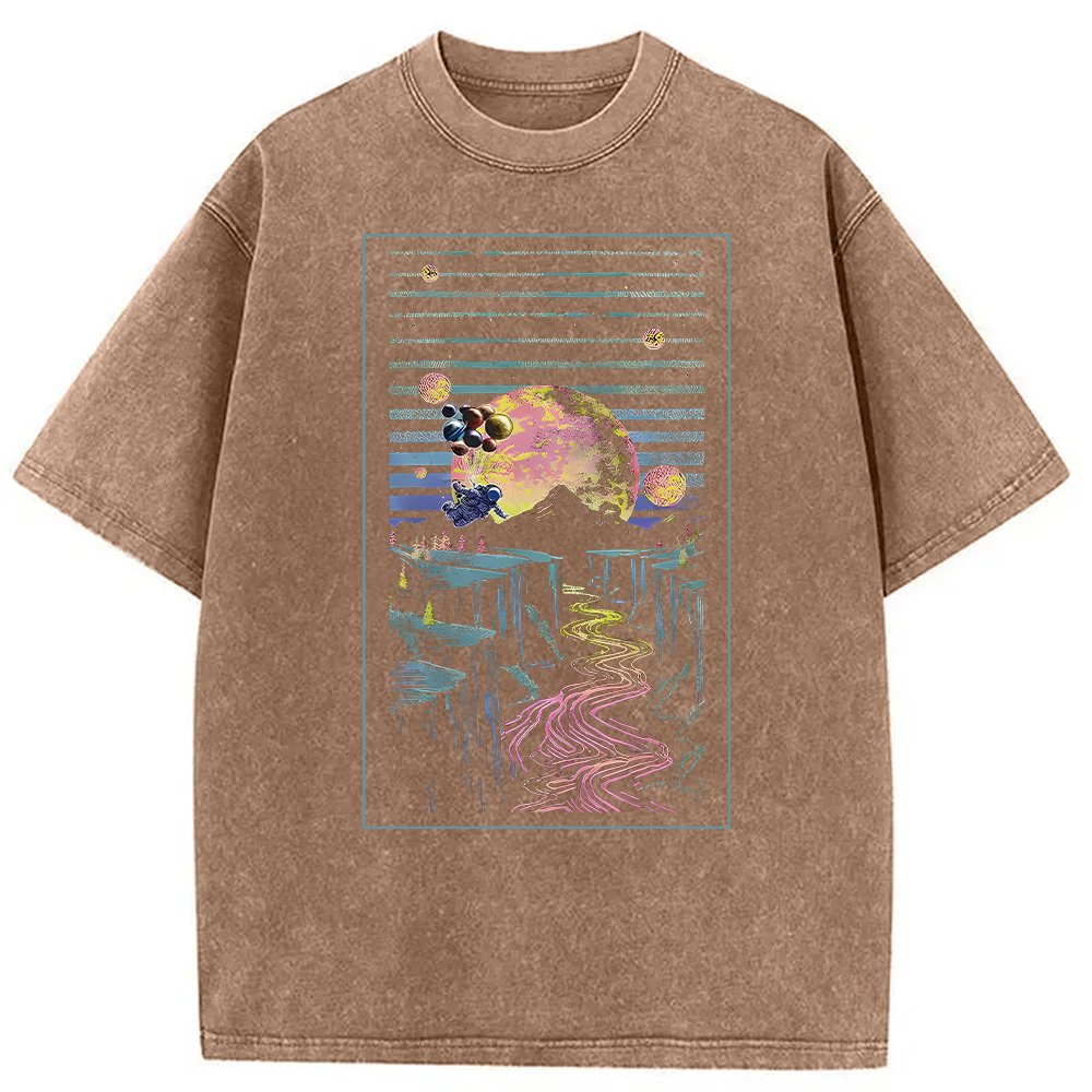 Tokyocanvas Moon And Balloon Washed T-Shirt