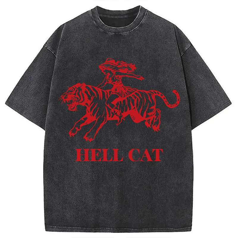Tokyocanvas Vintage Cowgirl Hell Cat Washed T-Shirt