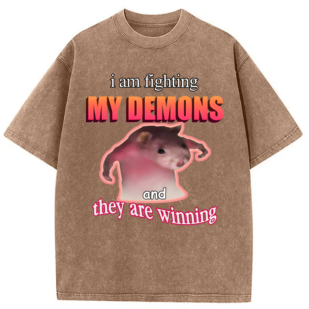 Tokyocanvas Rage Rat Meme Washed T-Shirt