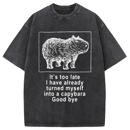 Tokyocanvas I Have Turned Myself Into A Capybara Washed T-Shirt