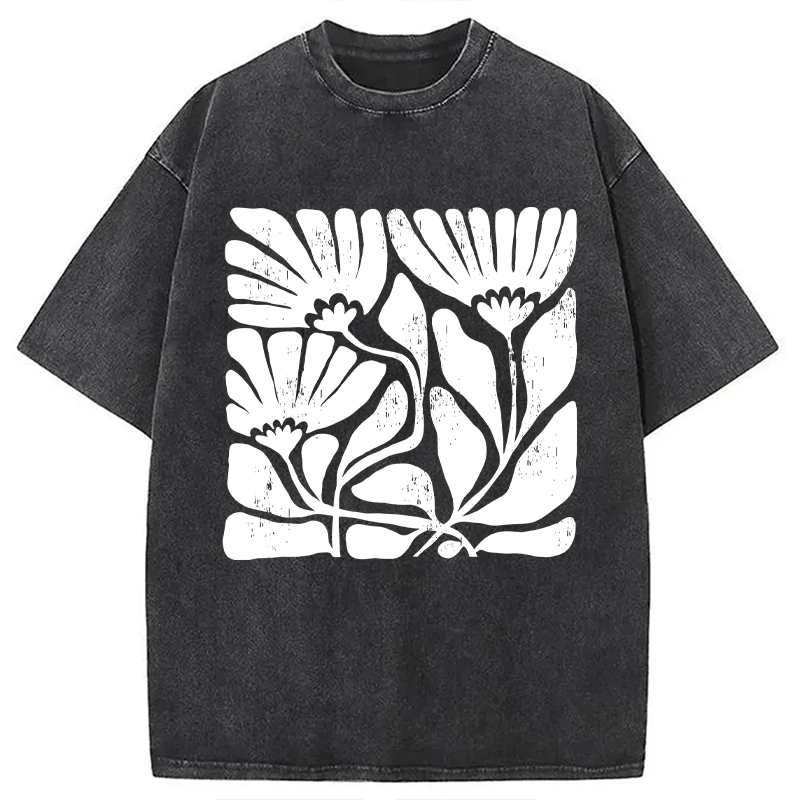 Tokyocanvas Abstract Floral Washed T-Shirt