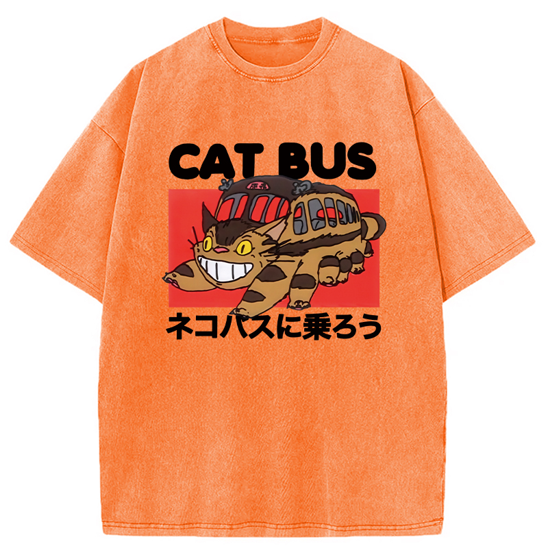 Tokyocanvas Cat Bus Washed T-Shirt