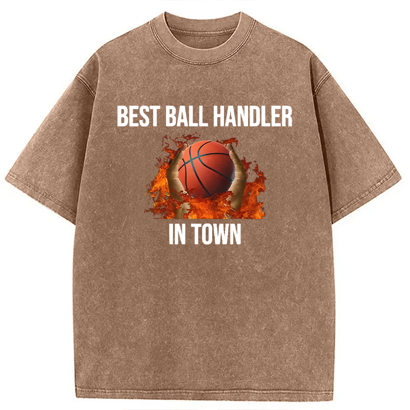 Tokyocanvas Ball Handler Basketball Funny Meme Washed T-Shirt