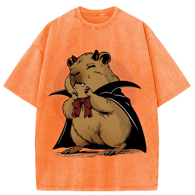 Tokyocanvas Vampire Capybara Washed T-Shirt