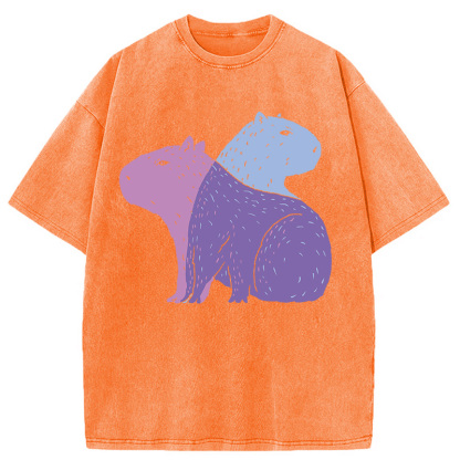 Tokyocanvas Double Capybaras Washed T-Shirt