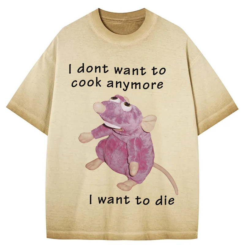 Tokyocanvas I Don't Want To Cook Anymore Gradient Washed T-Shirt