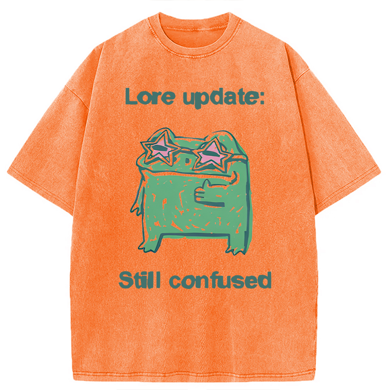 Tokyocanvas Lore Update Still Confused Frog Washed T-Shirt