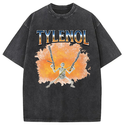 Tokyocanvas Funny Unhinged Skeleton Washed T-Shirt