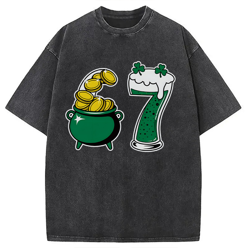 Tokyocanvas Funny 6 7 St Patricks Day Washed T-Shirt