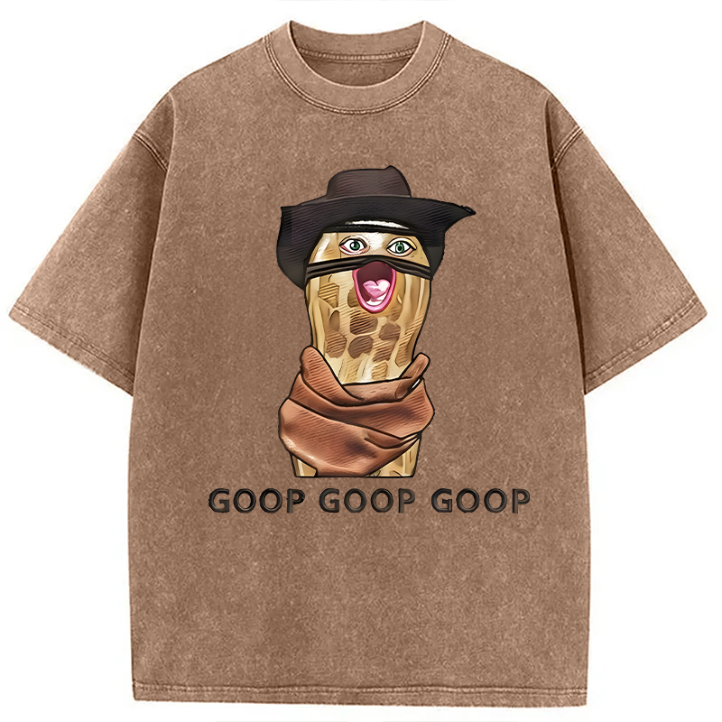 Tokyocanvas The Burnt Peanut Goop Funny Meme Washed T-Shirt