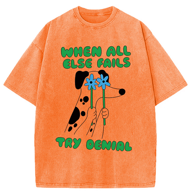 Tokyocanvas When All Else Fails Try Denial Washed T-Shirt