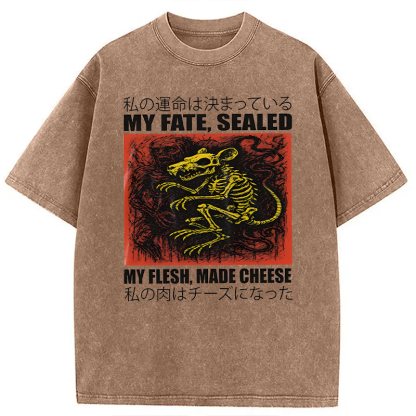 Tokyocanvas My Fate Sealed My Flesh Made Cheese Funny Rat Washed T-Shirt