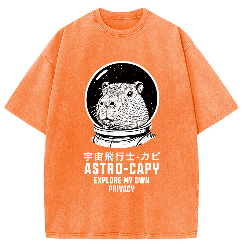 Tokyocanvas Astronaut Capybara Washed T-Shirt
