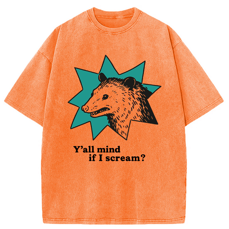 Tokyocanvas Y'all Mind If I Scream Possum Washed T-Shirt