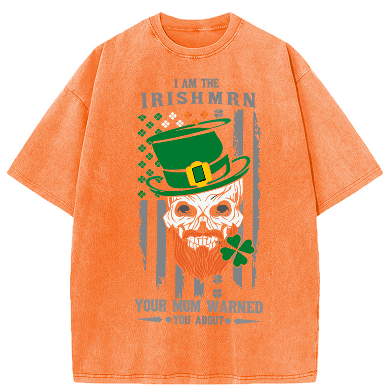 Tokyocanvas Clover Skull St. Patrick's Day Washed T-Shirt
