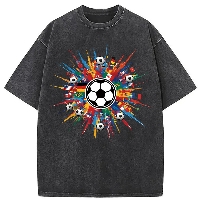 Tokyocanvas International Soccer Flags Washed T-Shirt