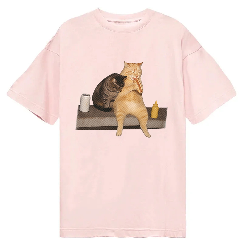Tokyocanvas Cat Eating Hot Dog Classic T-Shirt