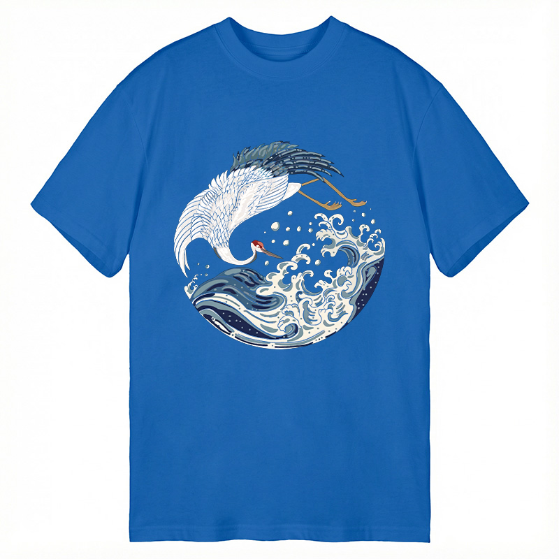 Tokyocanvas Crane Bird Wave Classic T-Shirt