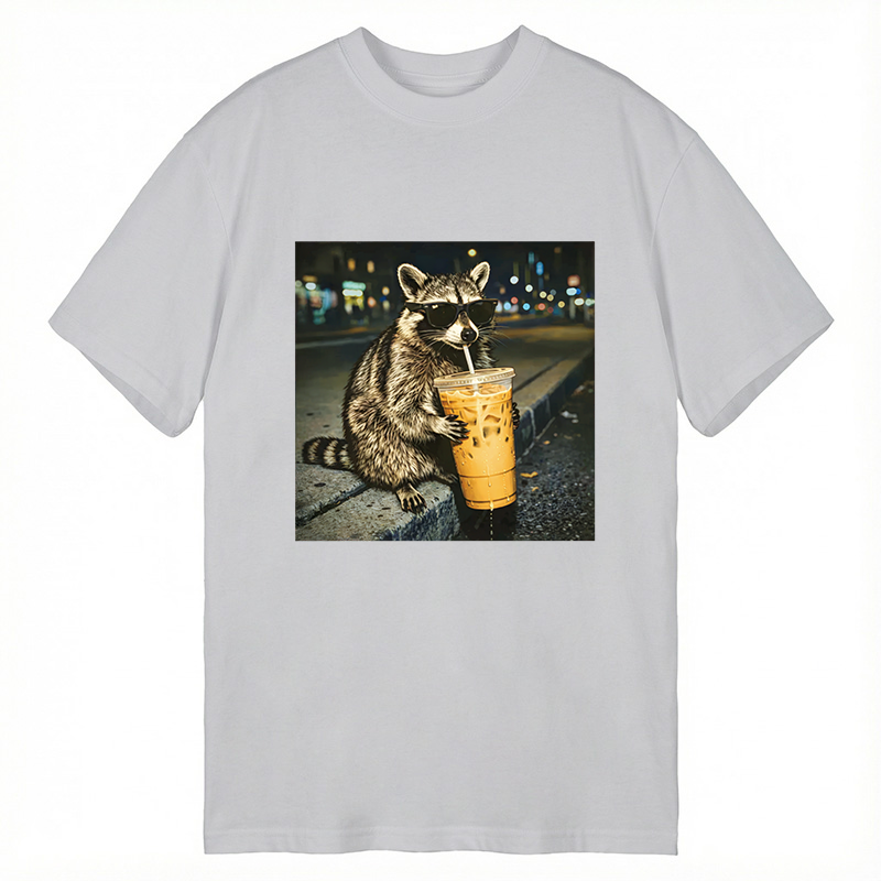 Tokyocanvas Racoon with a Ice Coffee Classic T-Shirt