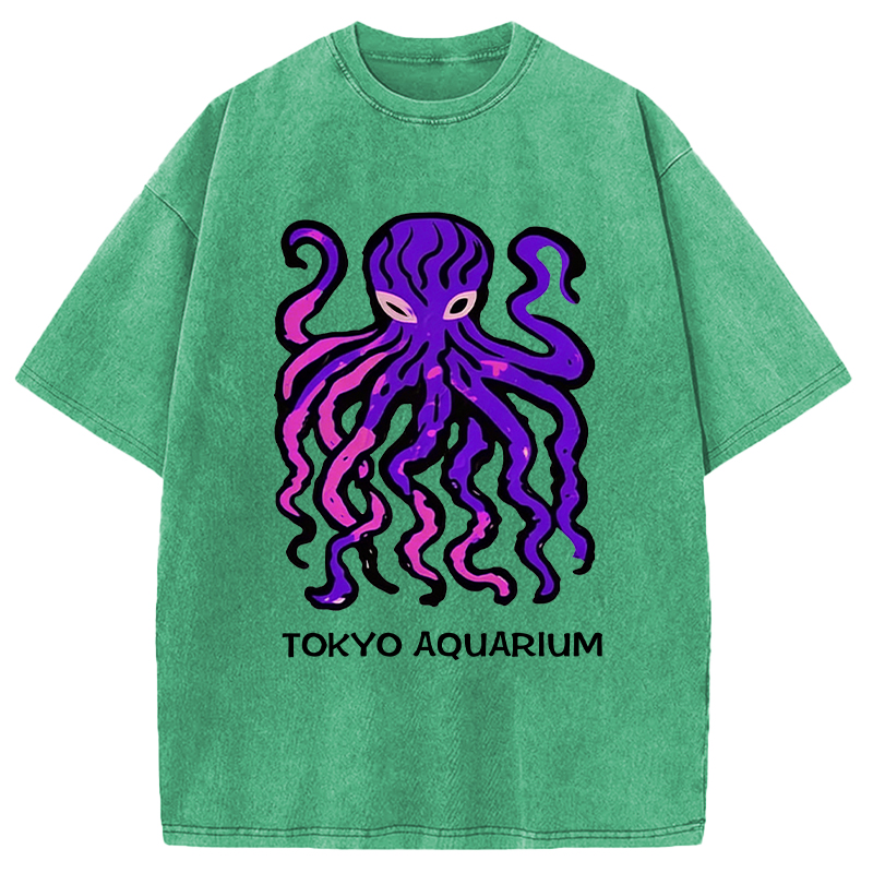 Tokyocanvas Tokyo Aquarium Octopus Washed T-Shirt