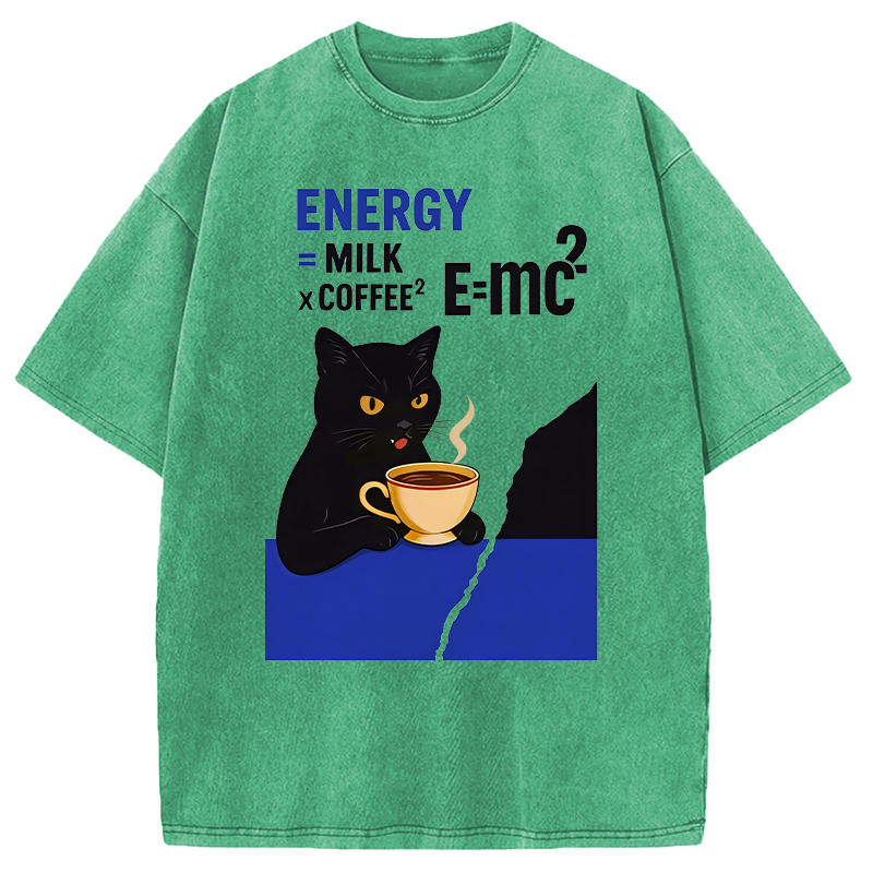 Tokyocanvas Cat Coffee Energy Formula Washed T-Shirt