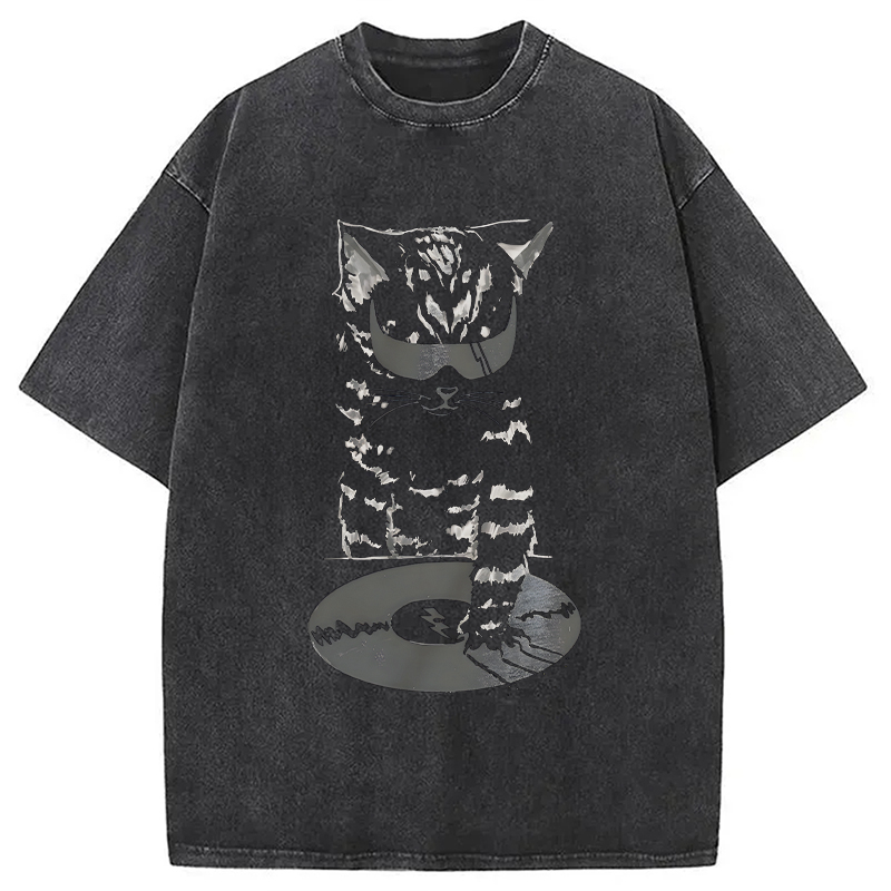 Tokyocanvas DJ Cat Washed T-Shirt