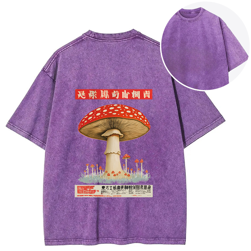 Tokyocanvas Psychedelic Mushroom Japanese Back Washed T-Shirt