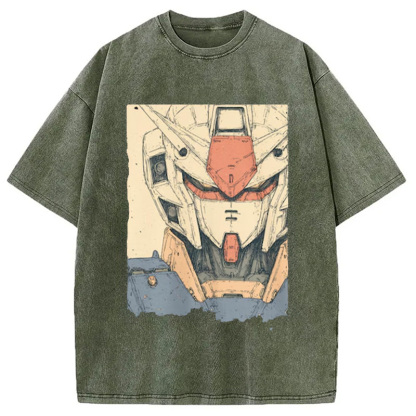 Tokyocanvas Hand-Drawn Mecha Robot Washed T-Shirt