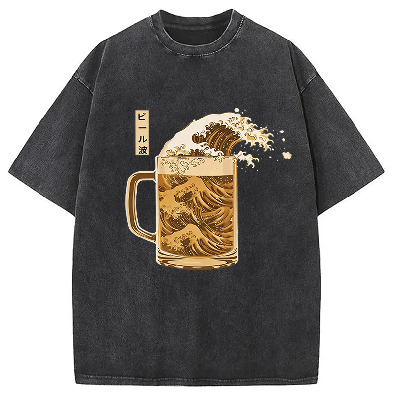 Tokyocanvas Japanese Wave Beer Washed T-Shirt