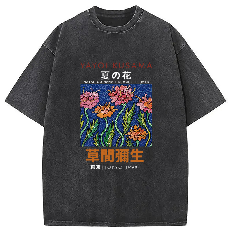 Tokyocanvas Summer Flowers Vintage Washed T-Shirt