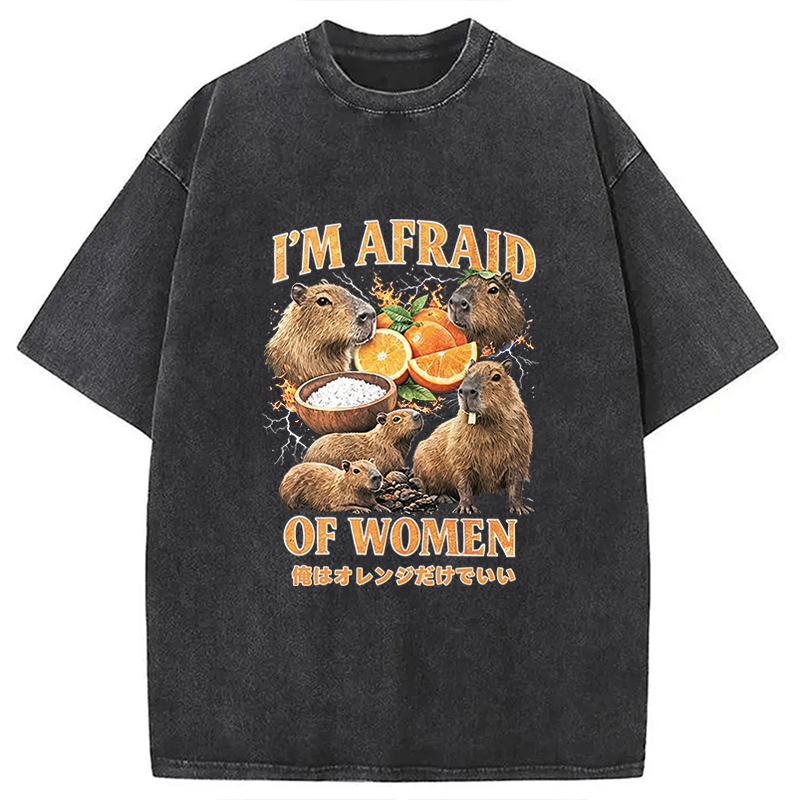 Tokyocanvas Capybara Oranges Graphic Washed T-Shirt