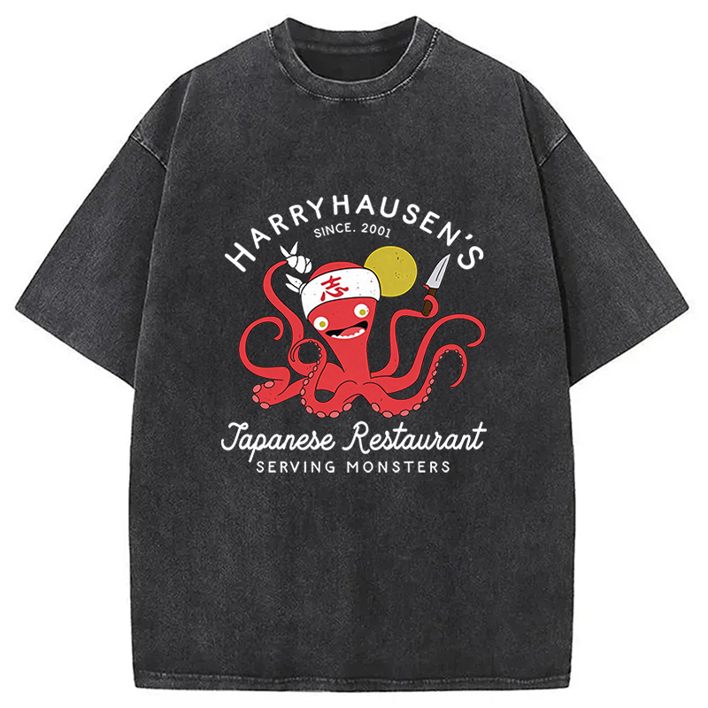 Tokyocanvas Harryhausen's Japanese Restaurant  Washed T-Shirt
