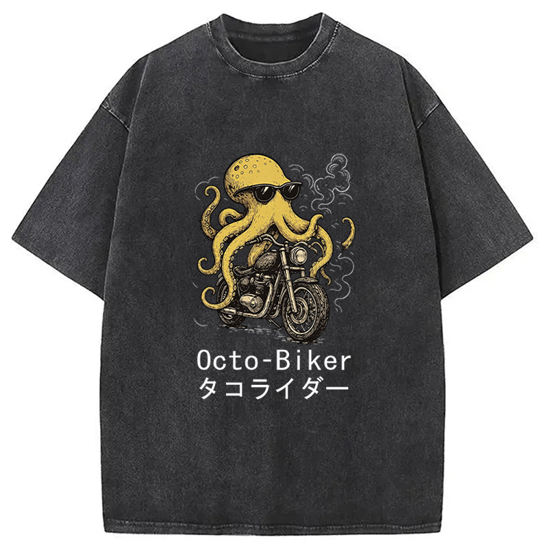 Tokyocanvas Octopus Motorcycle Washed T-Shirt