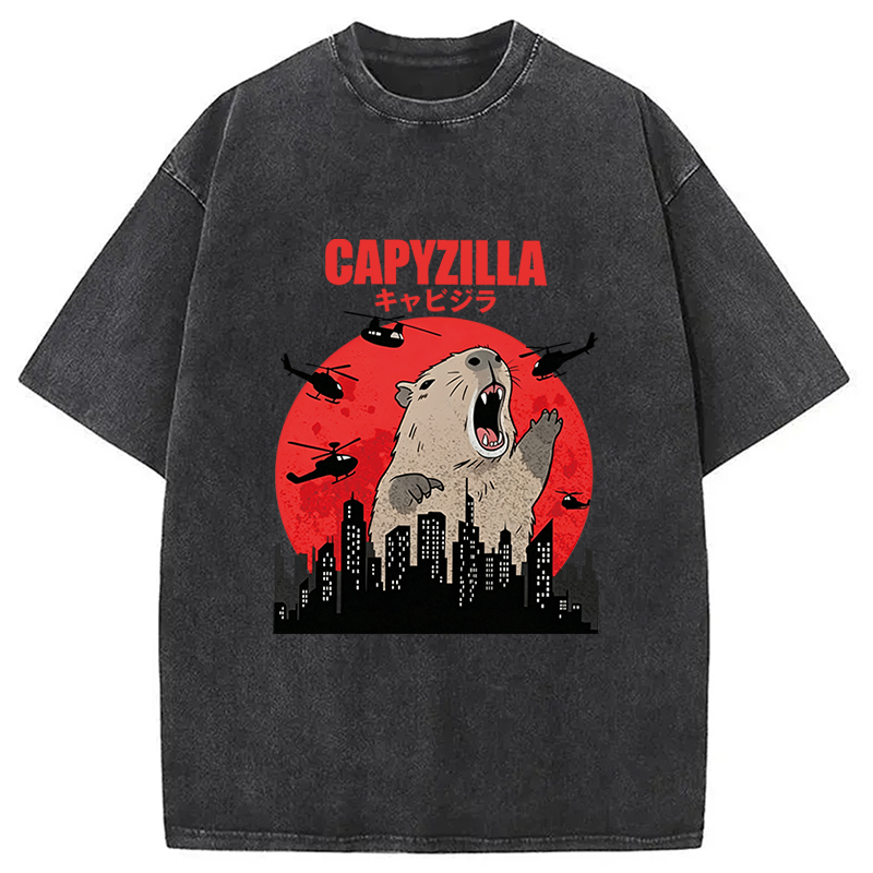Tokyocanvas Capyzilla Capybara Washed T-Shirt