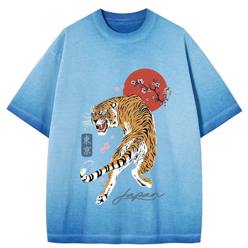 Tokyocanvas Tiger Blossom Japanese Sakura Gradient Washed T-Shirt