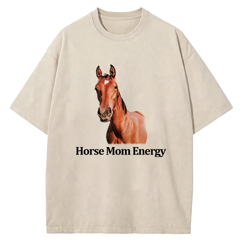 Tokyocanvas Horse Mom Energy Washed T-Shirt