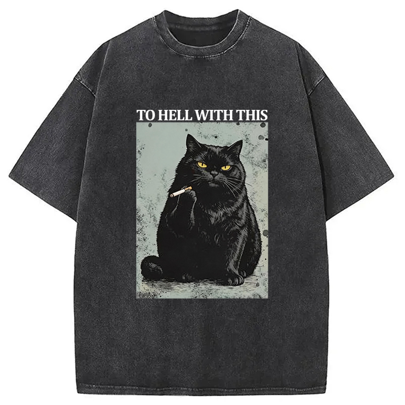 Tokyocanvas Fuck This Shit Black Cat Washed T-Shirt