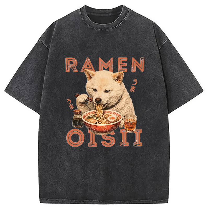 Tokyocanvas Shiba Inu Ramen Washed T-Shirt