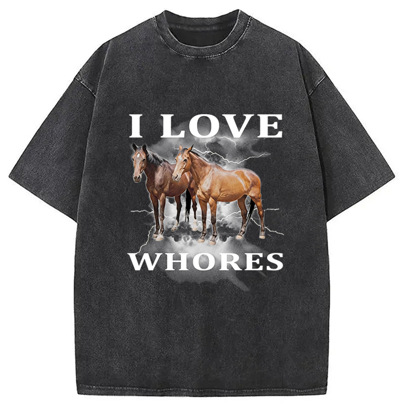 Tokyocanvas Cringe Horse Meme Washed T-Shirt