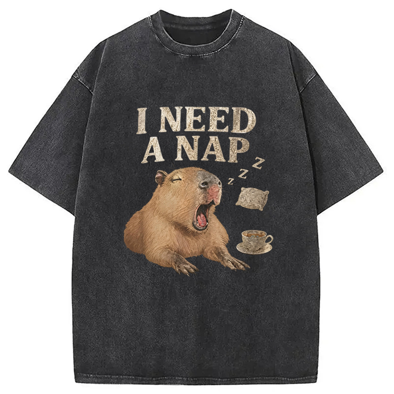 Tokyocanvas Nap Capybara Washed T-Shirt