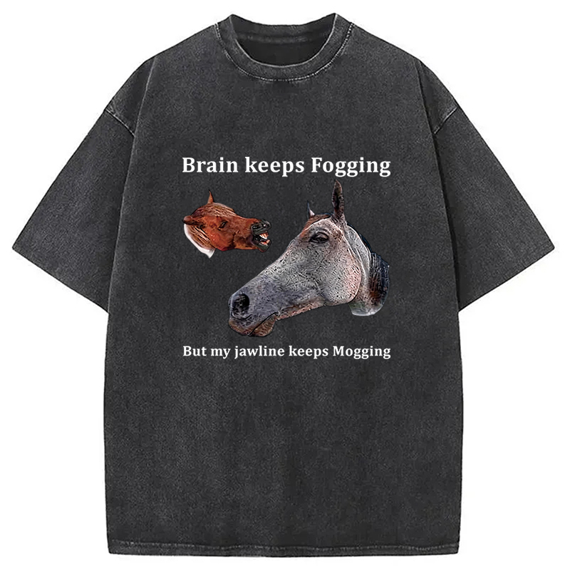 Tokyocanvas Horse Jawline Mogging Washed T-Shirt